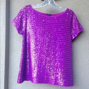 J.Crew Purple Fuchsia striped sequin t-shirt  S